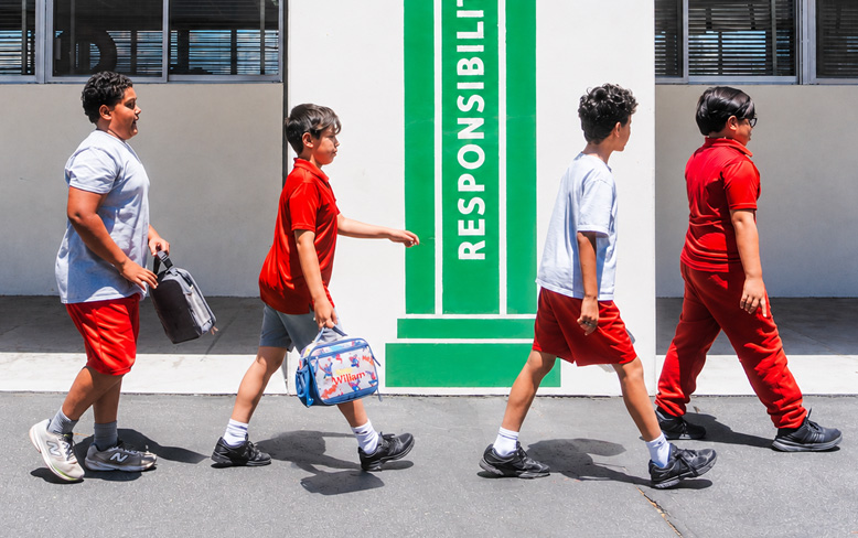 school boys walking together